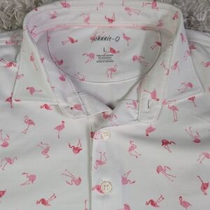 Johnnie-O Men's Pink Flamingo Print Polo Shirt